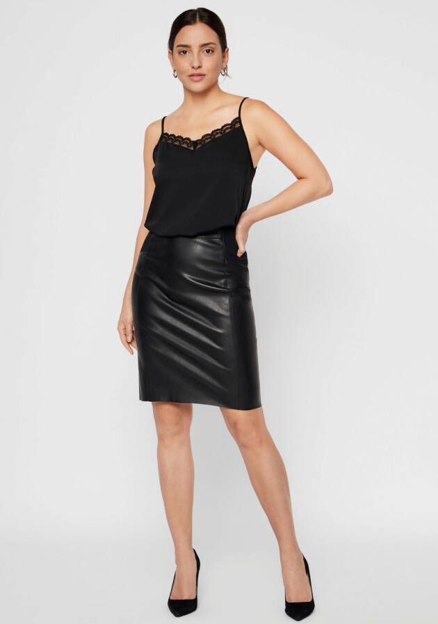 Vero Moda Imitatieleren rok VMBUTTERSIA HW COATED SKIRT