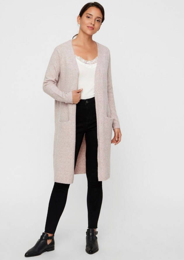 Vero Moda Lang vest VMDOFFY LS LONG OPEN CARDIGAN met fijn mêlee effect
