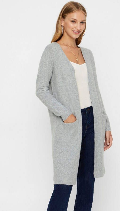 Vero Moda Lang vest VMDOFFY LS LONG OPEN CARDIGAN met fijn mêlee effect