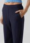 VERO MODA cropped high waist wide leg pantalon VMLISCOOKIE met krijtstreep donkerblauw ecru - Thumbnail 3