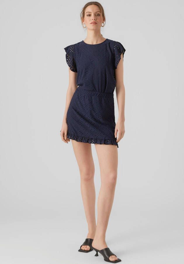 Vero Moda Shirt met ronde hals VMTASSA SL FRILL TOP NOOS