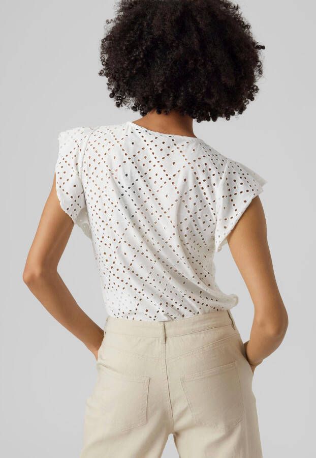 Vero Moda Shirt met ronde hals VMTASSA SL FRILL TOP NOOS