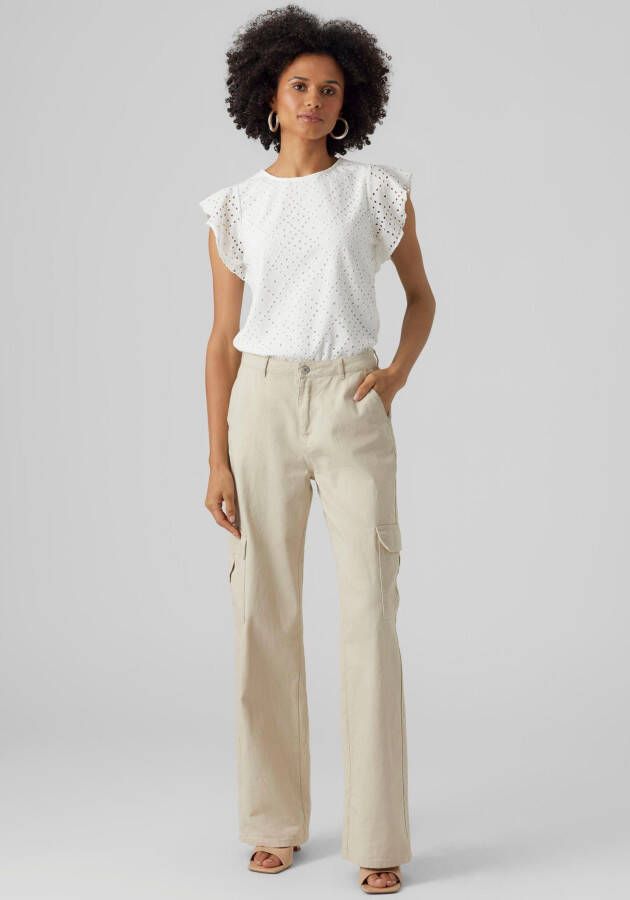 Vero Moda Shirt met ronde hals VMTASSA SL FRILL TOP NOOS