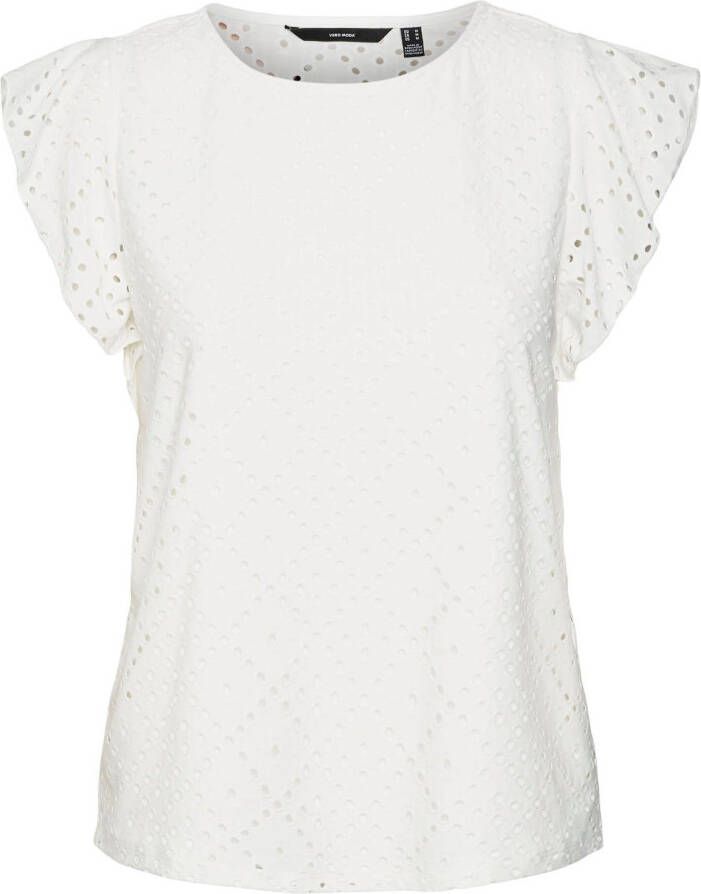 Vero Moda Shirt met ronde hals VMTASSA SL FRILL TOP NOOS