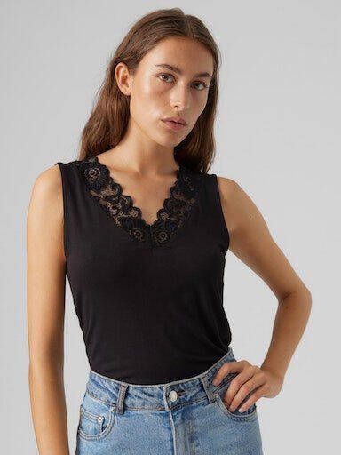 Vero Moda Shirt met V-hals VMROSA SL V-NECK TOP JRS NOOS