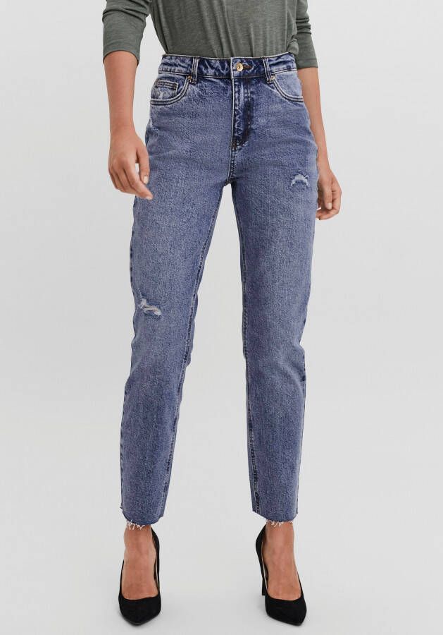 VERO MODA high waist straight fit jeans VMBRENDA medium blue denim