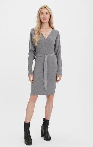 Vero Moda Gebreide jurk VMHOLLYREM LS V-NECK DRESS GA NOOS