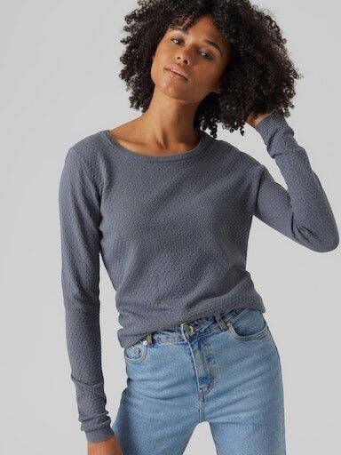 Vero Moda Trui met ronde hals VMCARE STRUCTURE LS O-NECK BLOU NOOS