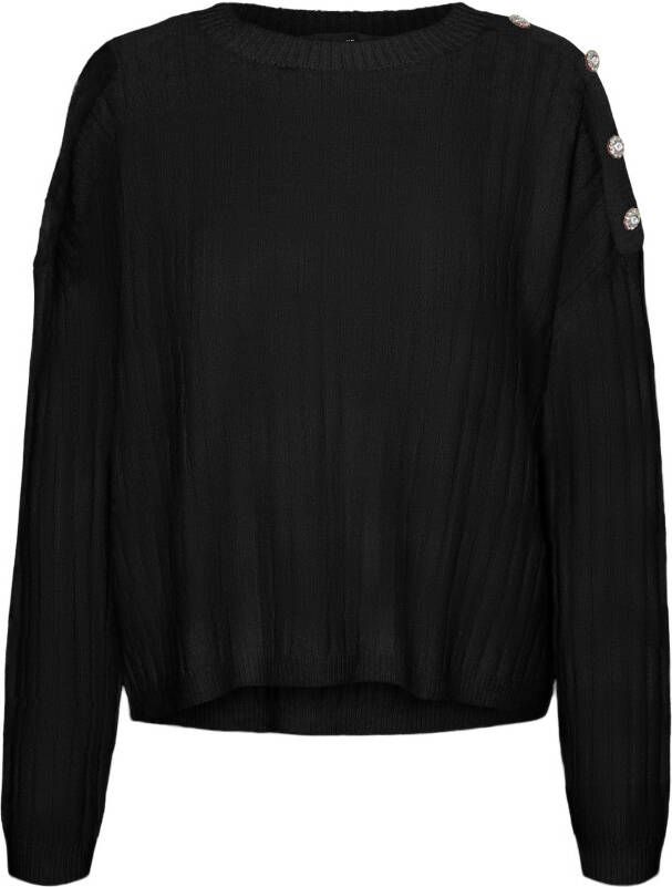 Vero Moda Trui met ronde hals VMELYA LS O-NECK BUTTON PULLOVER GA BOO