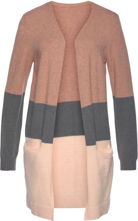 Vivance Cardigan met colorblock-look en zakken lange cardigan