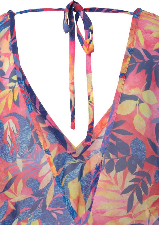Vivance Chiffon tuniek met bladprint blousejurk strandkleding zomers