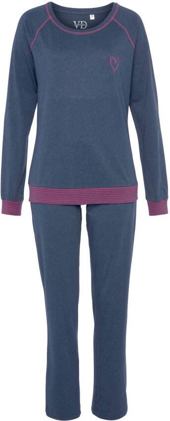 Vivance Dreams Pyjama met decoratieve flatlock-naden in neonkleuren (2-delig)