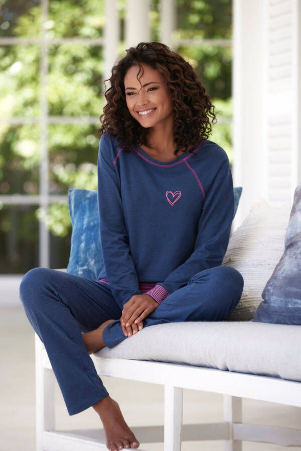 Vivance Dreams Pyjama met decoratieve flatlock-naden in neonkleuren (2-delig)