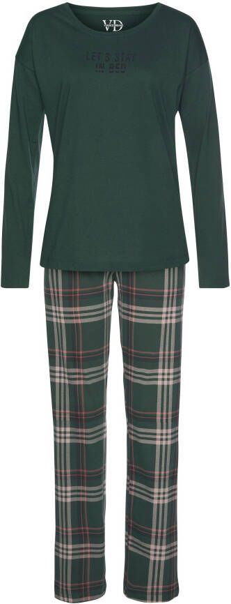 Vivance Dreams Pyjama met opschrift en gedessineerde broek (2-delig 1 stuk)