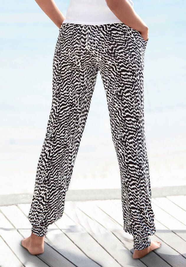 Vivance Jerseybroek met animal print en zakken elastische tailleband zomerbroek