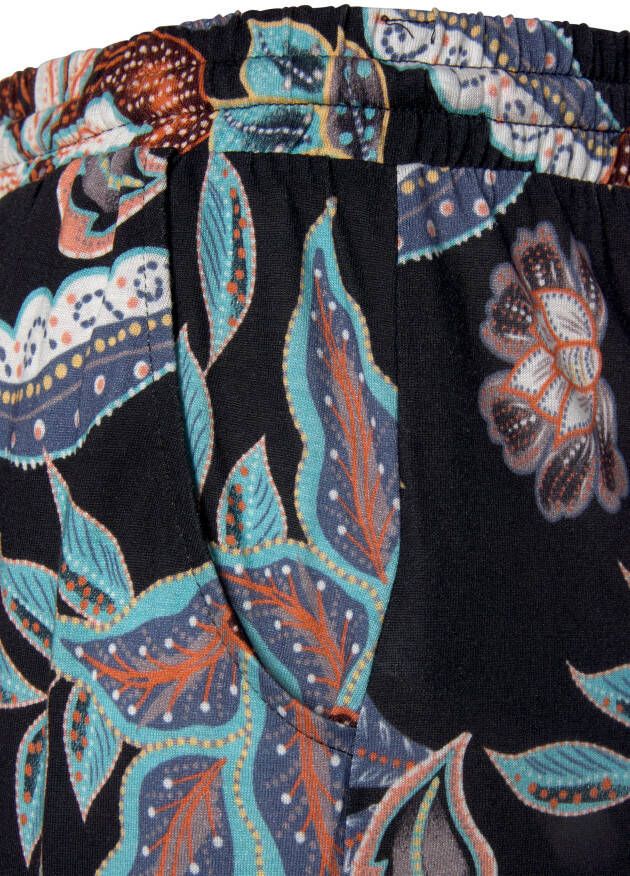 Vivance Jerseybroek met grote bloemenprint en zakken jersey broek elastisch