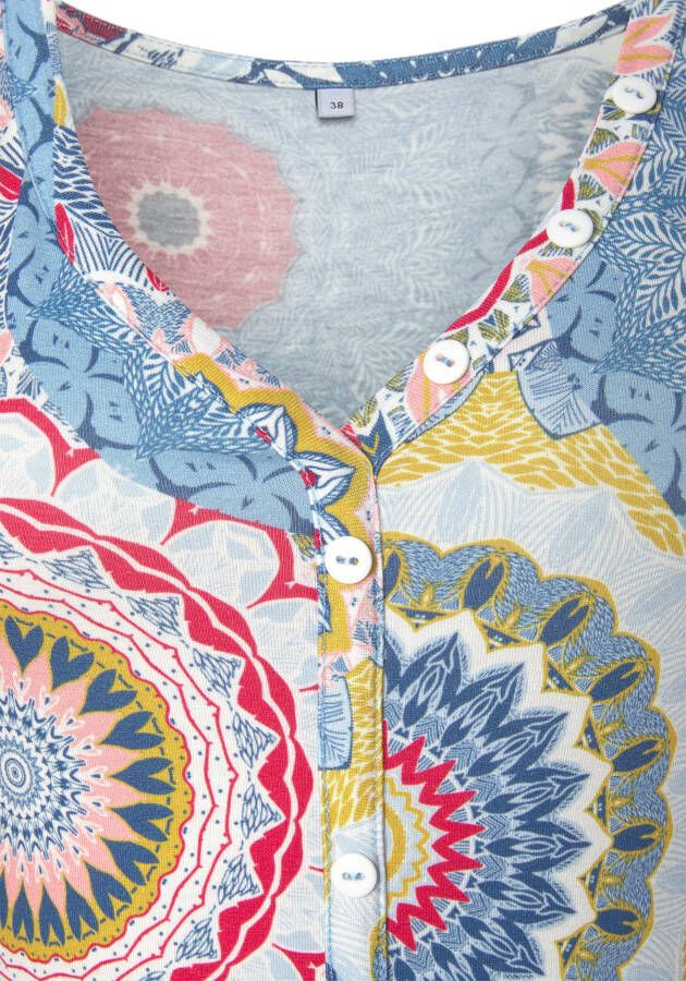 Vivance Jerseyjurk met all-over print en v-hals kleurrijke zomerjurk