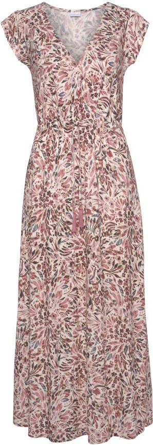 Vivance Maxi-jurk met bloemenprint en split jersey jurk zomerjurk strandjurk