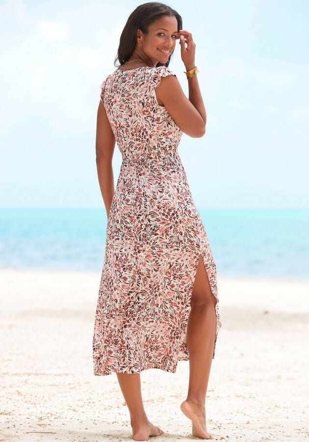 Vivance Maxi-jurk met bloemenprint en split jersey jurk zomerjurk strandjurk