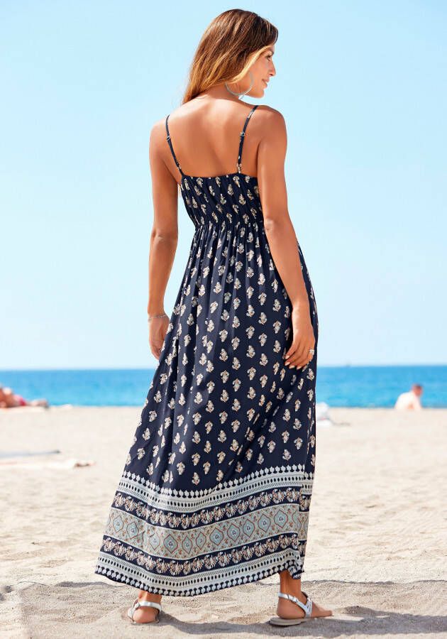 Vivance Maxi-jurk met print op de boorden en elastiek in de taille zomerjurk strandjurk