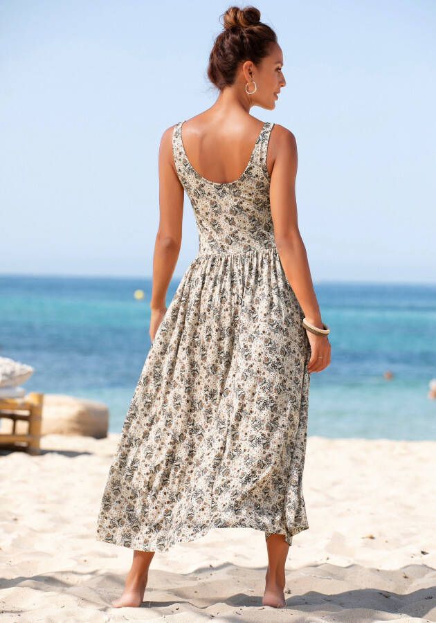 Vivance Midi-jurk met bloemenprint luchtige zomerjurk strandjurk