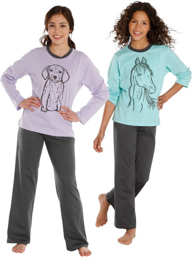 Vivance Pyjama Bovenstukken in mooie kleuren met animal-print (4-delig Set van 2)