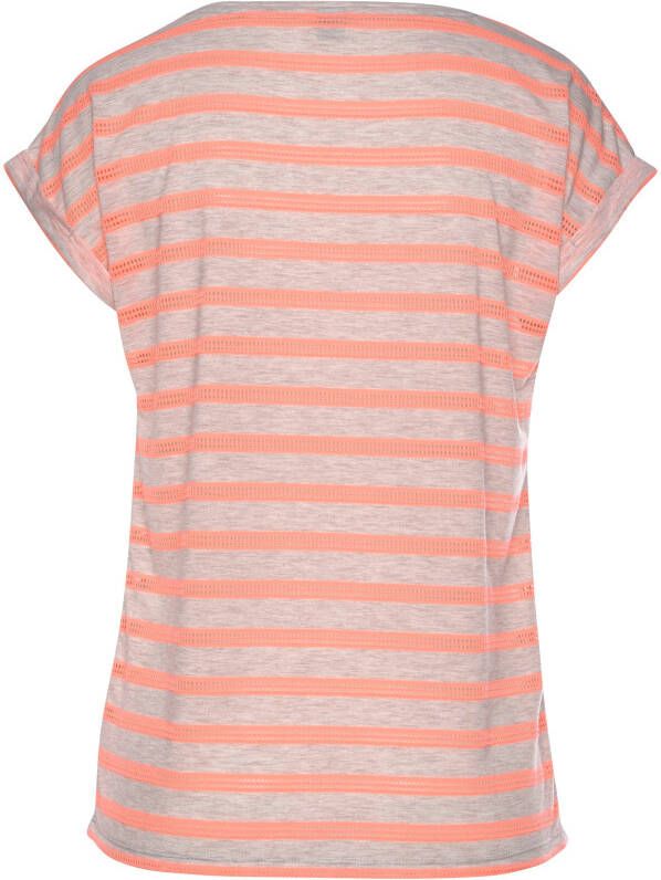 Vivance Shirt met korte mouwen met transparante neon inzetstukken t-shirt losse pasvorm sportief