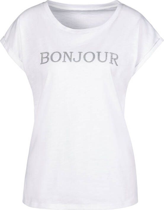 Vivance T-shirt Met frontdruk "Bonjour" in een zachte katoenkwaliteit