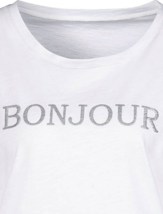 Vivance T-shirt Met frontdruk "Bonjour" in een zachte katoenkwaliteit