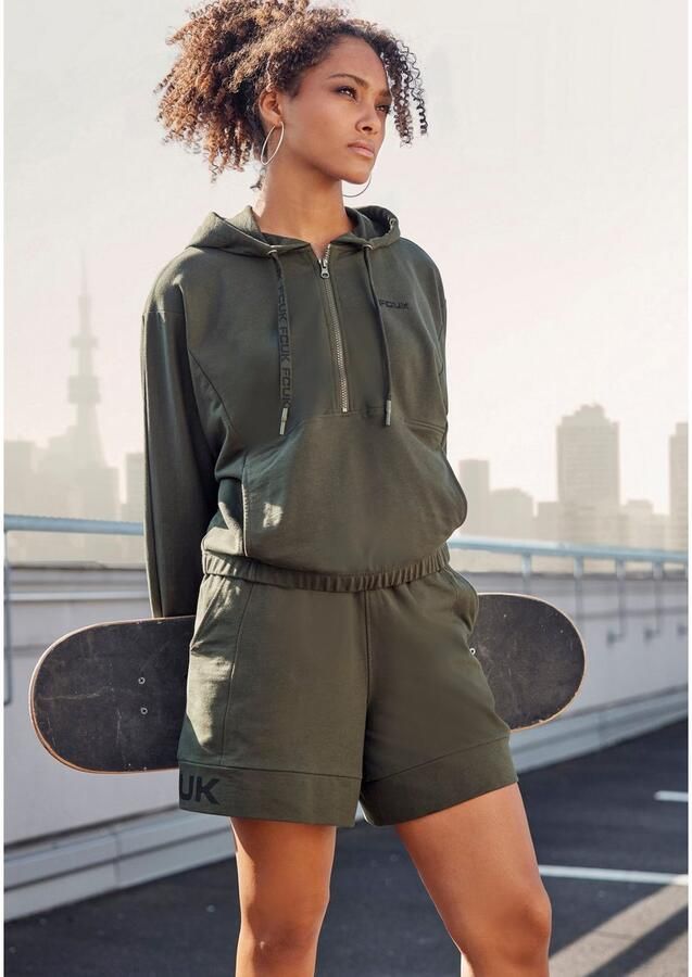 FCUK Sweatshort met lengte scheidingnaad en logo-opdruk loungewear (1-delig) - Foto 4