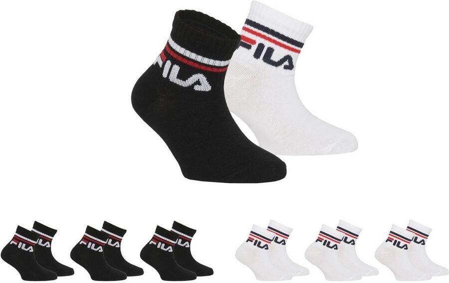 Fila Korte sokken JUNIOR UNISEX QUARTER PLAIN SOCKS met gebreid logo in de ribband kindersokken (set 6 paar) - Foto 3