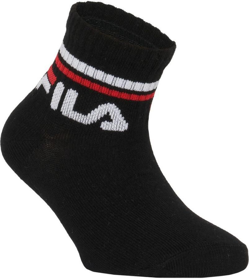 Fila Korte sokken JUNIOR UNISEX QUARTER PLAIN SOCKS met gebreid logo in de ribband kindersokken (set 6 paar)
