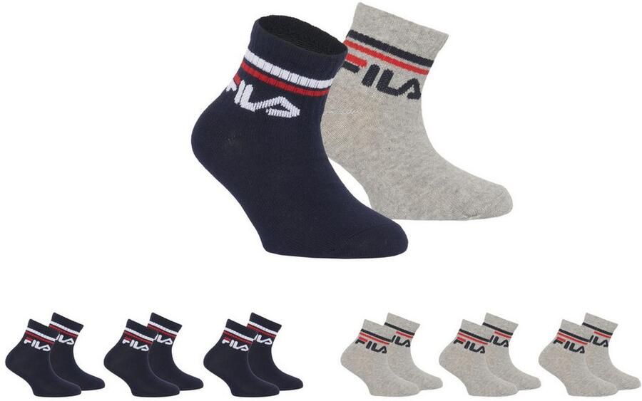Fila Korte sokken JUNIOR UNISEX QUARTER PLAIN SOCKS met gebreid logo in de ribband kindersokken (set 6 paar) - Foto 3