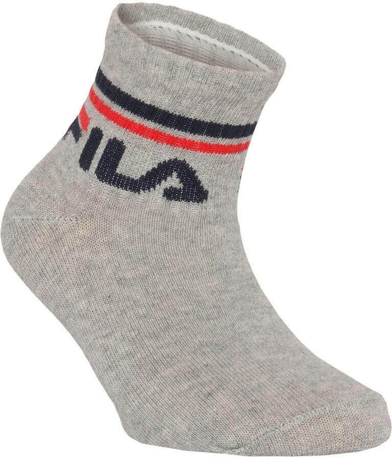 Fila Korte sokken JUNIOR UNISEX QUARTER PLAIN SOCKS met gebreid logo in de ribband kindersokken (set 6 paar)