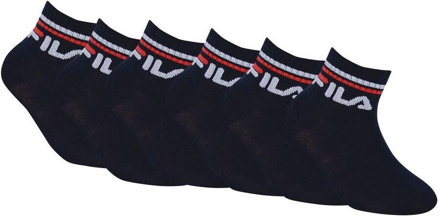 Fila Korte sokken JUNIOR UNISEX QUARTER PLAIN SOCKS met gebreid logo in de ribband kindersokken (set 6 paar)