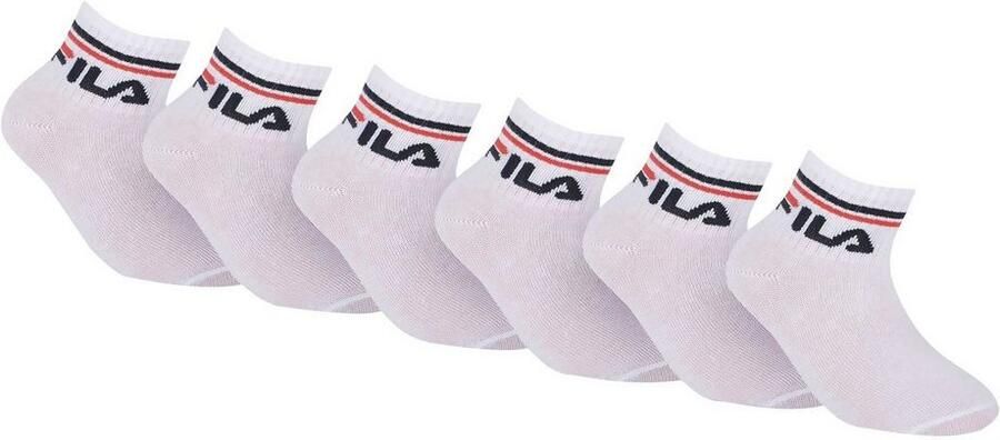 Fila Korte sokken JUNIOR UNISEX QUARTER PLAIN SOCKS met gebreid logo in de ribband kindersokken (set 6 paar)