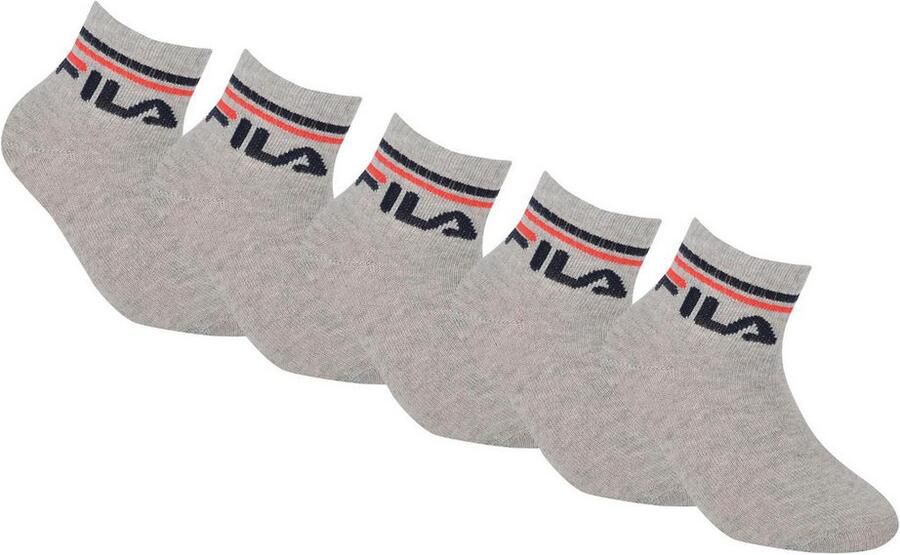 Fila Korte sokken JUNIOR UNISEX QUARTER PLAIN SOCKS met gebreid logo in de ribband kindersokken (set 6 paar)