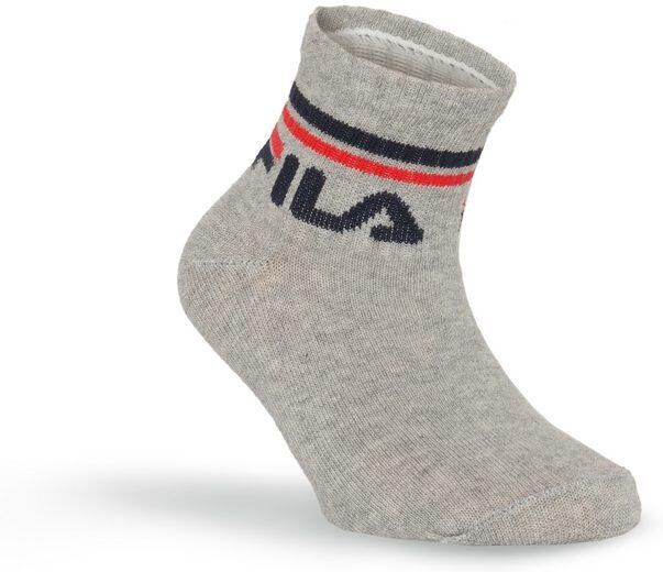 Fila Korte sokken JUNIOR UNISEX QUARTER PLAIN SOCKS met gebreid logo in de ribband kindersokken (set 6 paar)