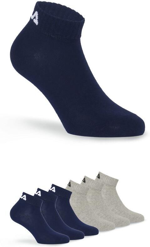 Fila Korte sokken UNISEX INVISIBLE PLAIN SOCKS Katoen gsel ribboorden platte teennaad (6 paar Set van 6) - Foto 5