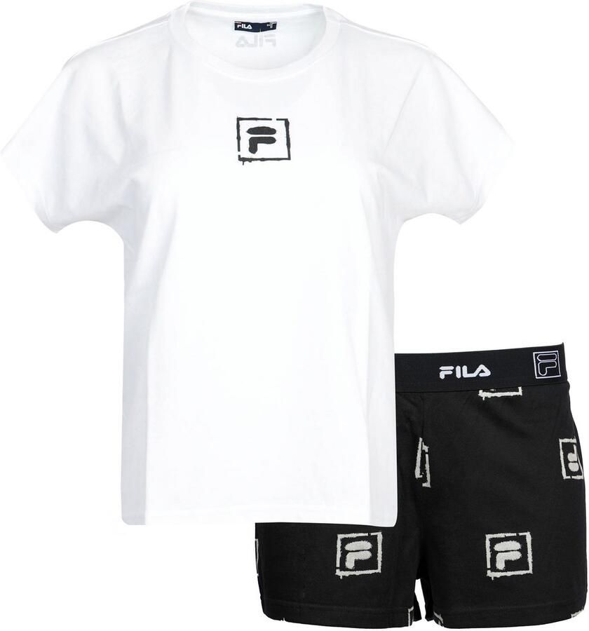 Fila Shortama WOMAN JERSEY PYJAMAS met opvallende logoprint ronde hals (2-delig) - Foto 2