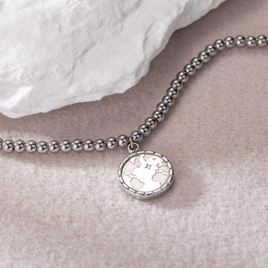 Firetti Armband Sieraad cadeau roestvrij staal armbanden armbandketting planet earth wereld