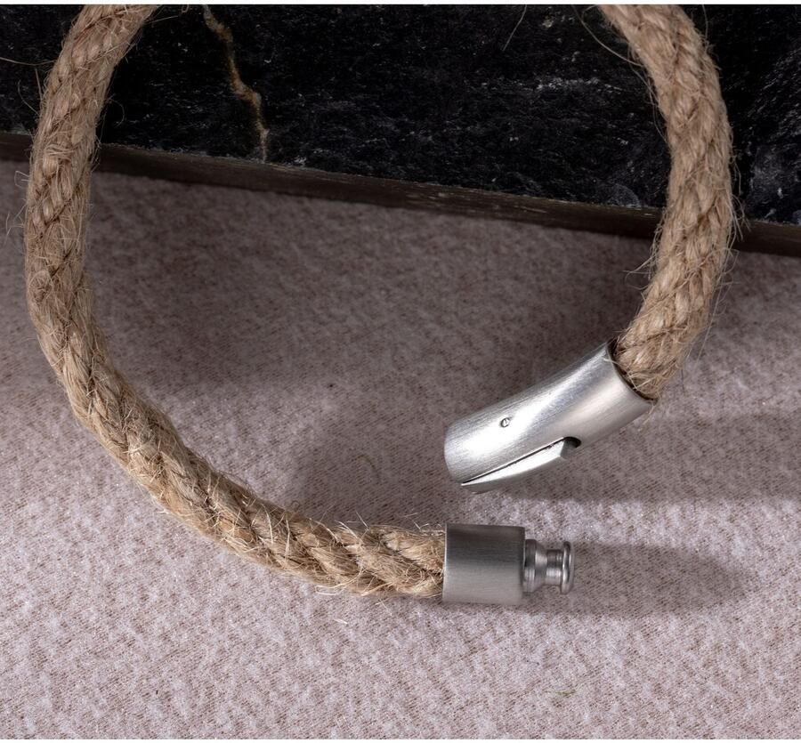 Firetti Armband Sieraad cadeau roestvrij staal jutevezel armbanden armbandketting - Foto 2