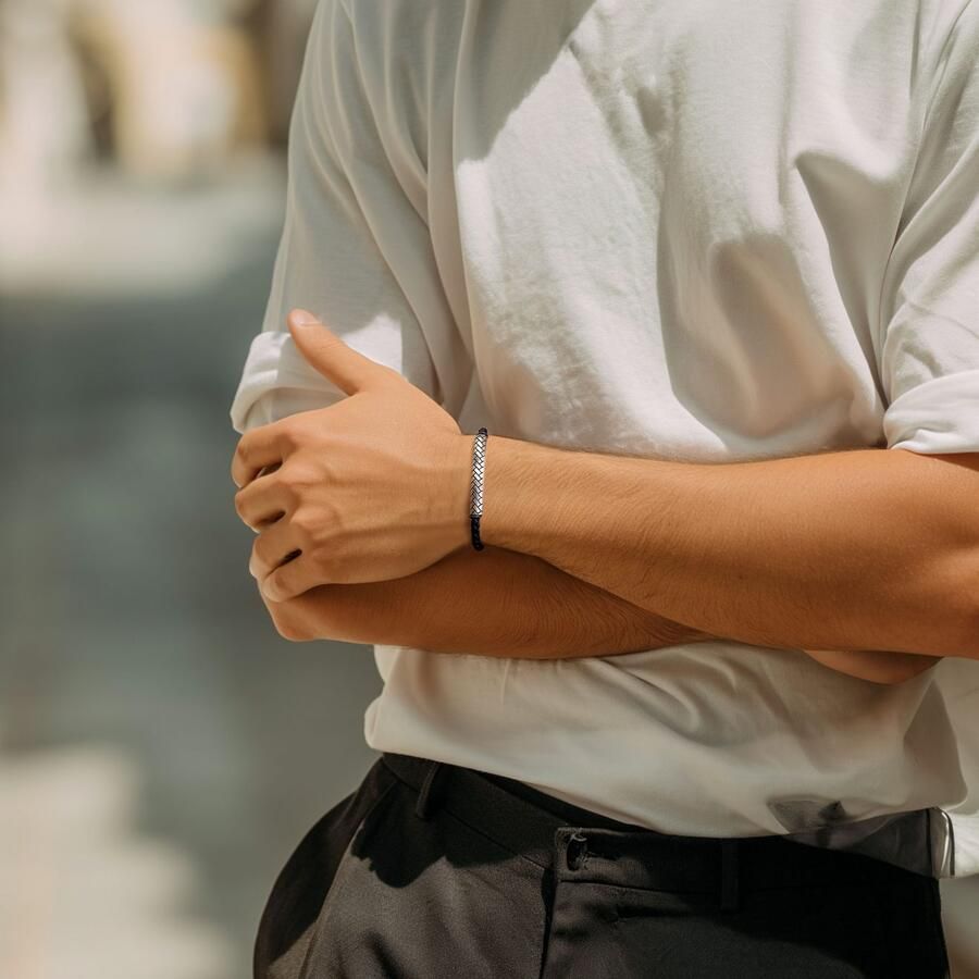 Firetti Armband Sieraad cadeau roestvrij staal leren armbanden armbandketting loofstempeling - Foto 2