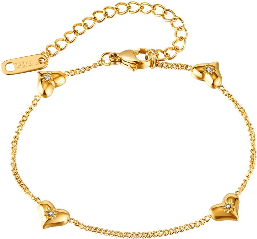 Firetti Armband Sieraden cadeau roestvrijstalen armbanden ankerkettengliederung harten - Foto 3