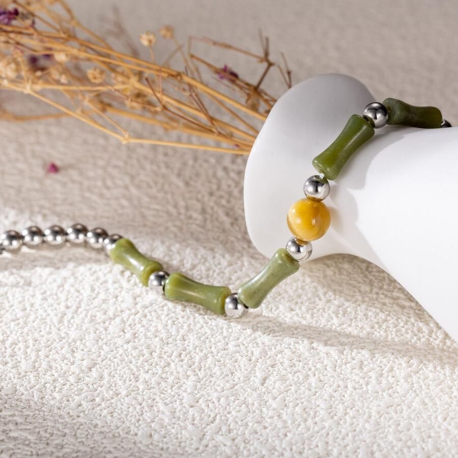 Firetti Armband Sieraden cadeau roestvrijstalen armbanden erbs-kettengliedering natuurstenen