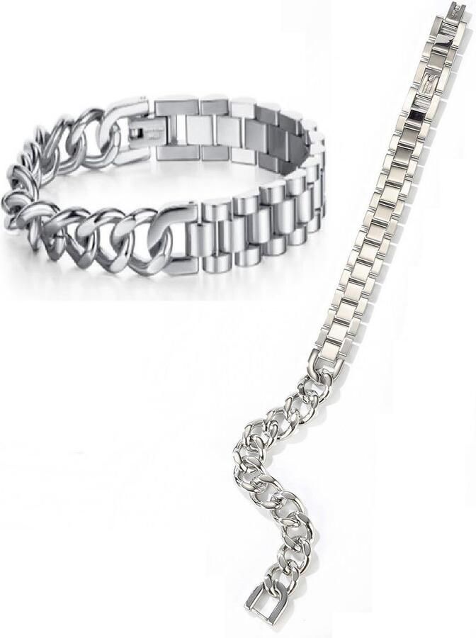 Firetti Edelstalen armband Sieraad cadeau armband panzerketting gecombineerd verstelbaar