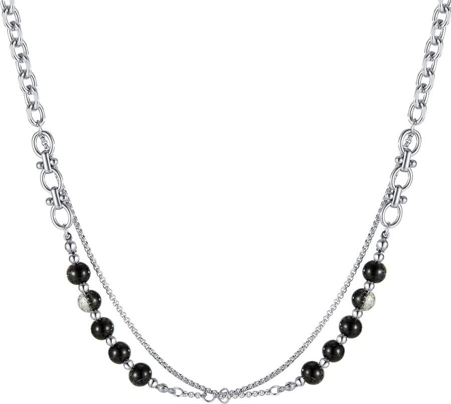 Firetti Edelstalen ketting Sieraden cadeau roestvrijstalen halssieraden halsketting laag dubbelrijig - Foto 3