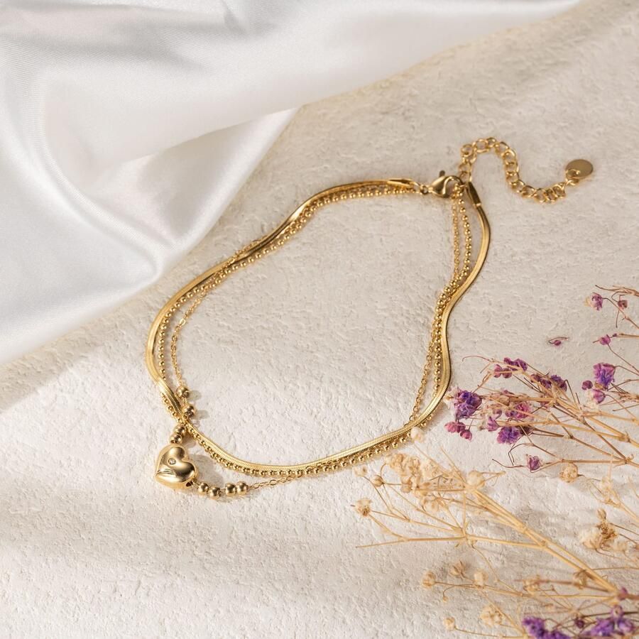 Firetti Enkelkettinkje Sieraden cadeau roestvrijstalen lichaamsjuwelen harten liefde