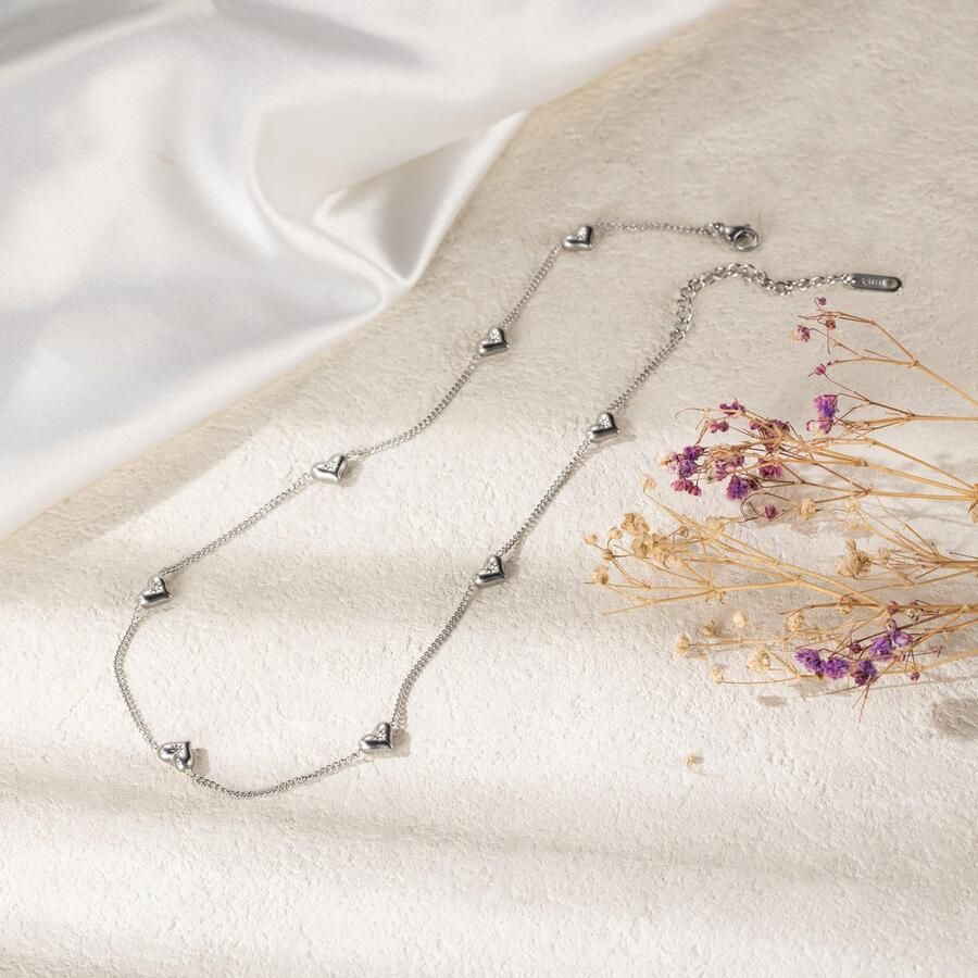 Firetti Hartketting Sieraden cadeau roestvrijstalen halssieraden halsketting ankerkette hart - Foto 2