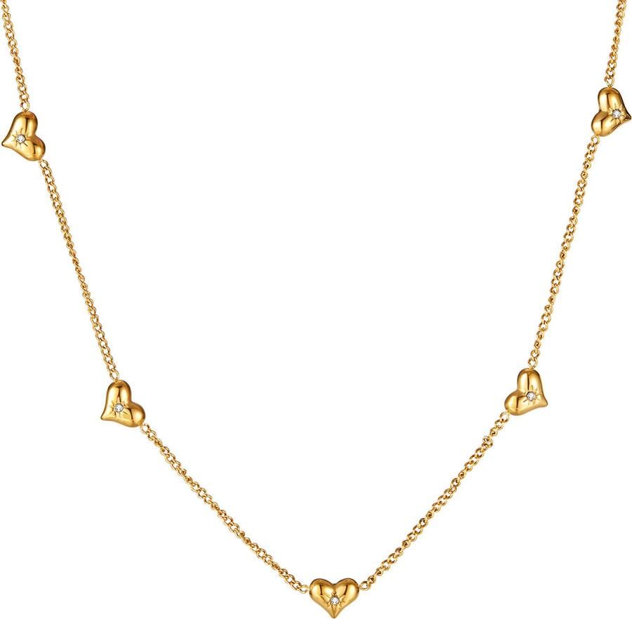 Firetti Hartketting Sieraden cadeau roestvrijstalen halssieraden halsketting ankerkette hart - Foto 3